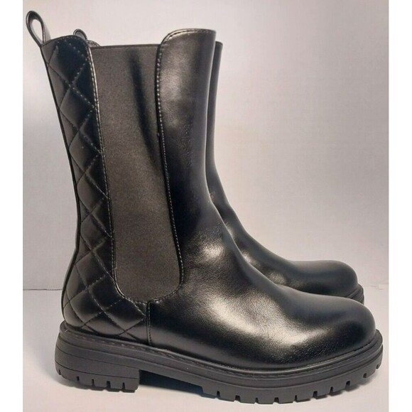 Liliana Dreamer Quilted Chelsea Mid Calf Boots In Black Womens Size 9 - Picture 1 of 9